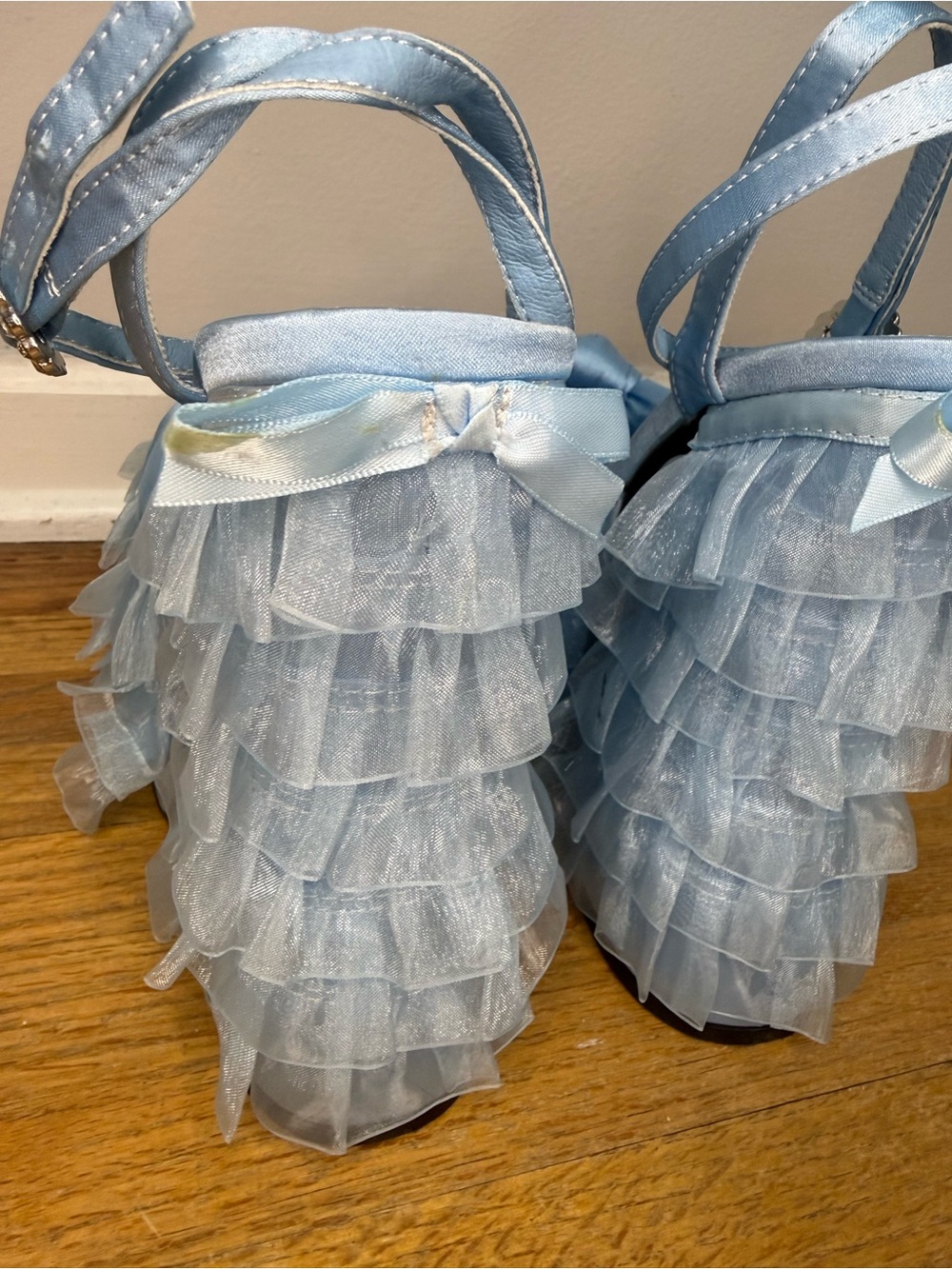 Sugar Thrillz Dolls Kill Blue Platform Heels Ruffle Bow Coquette Size 8 - Picture 9 of 14